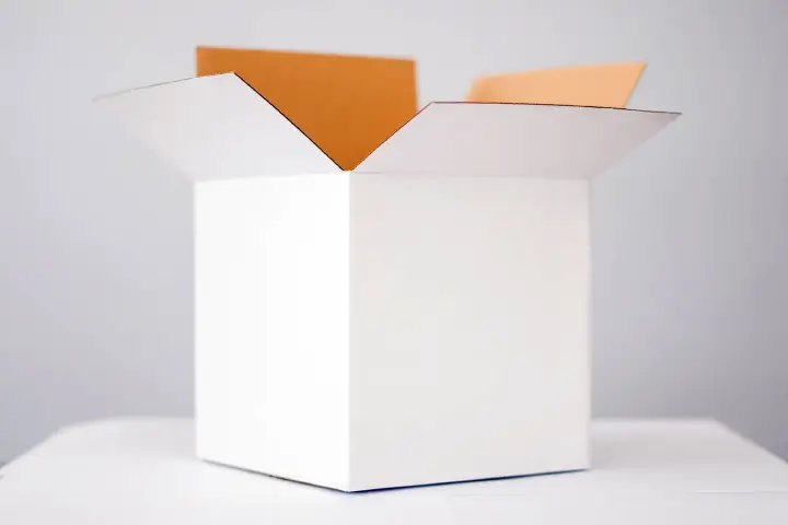 An open white box sitting on a table